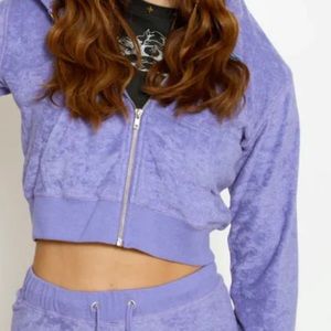 Boys Lie Cropped Terry Cloth Zip Up